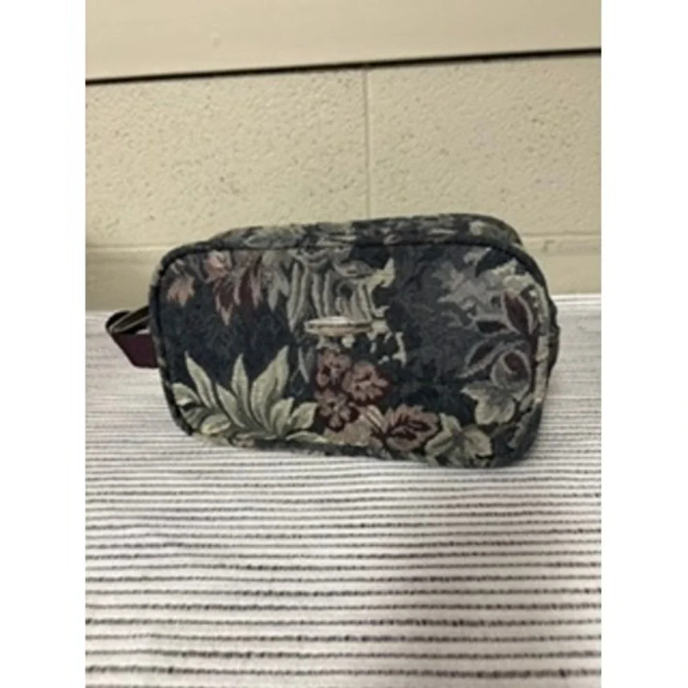 Vintage Pierre Cardin Floral Tapestry Toiletry Bag Travel Cosmetic Pouch Shave